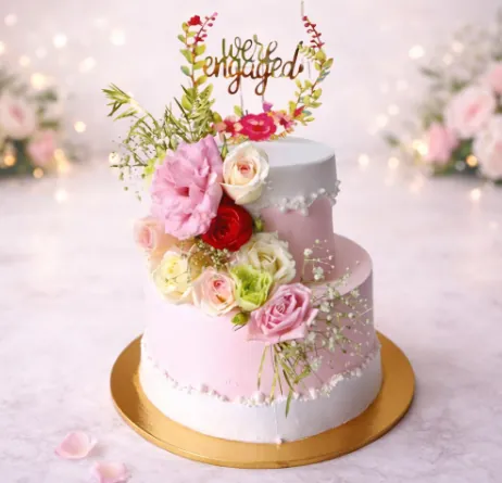 Floral Engagement Cake