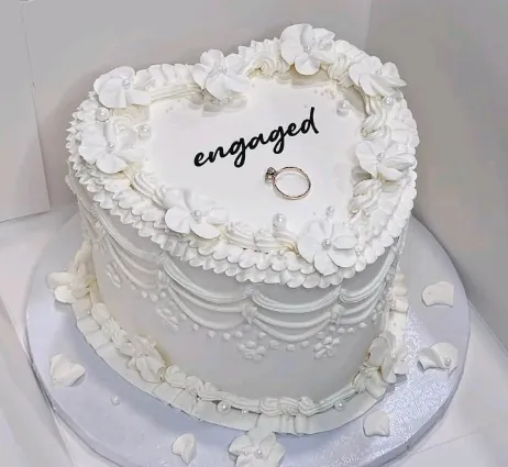 Heart Shape Engagement Cake